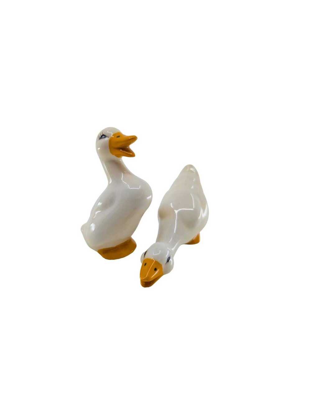 Vintage Pair Ceramic Goose Figurines Farmhouse Country Decor